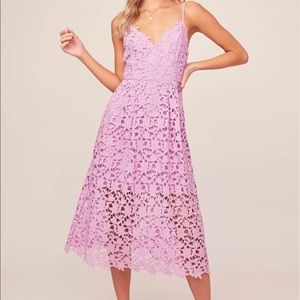ASTR - A Line Midi Dress - Light Pink Lace